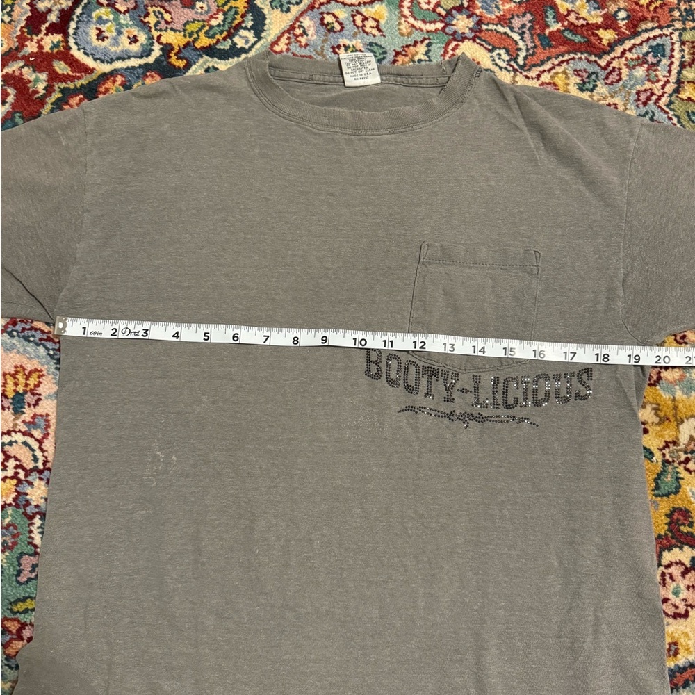 Booty-licious Rhinestone Boxy Short Sleeve Tee Women’s Small Y2K Mcbling Grey - Picture 9 of 12